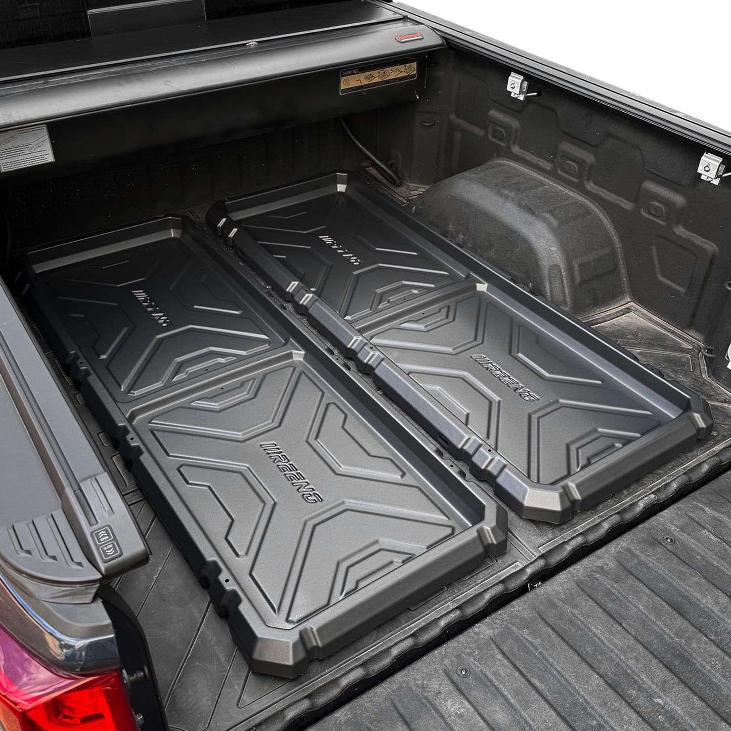 IIIREENO Slide-Out Truck Bed Organizer Tray (2-pack), Heavy Duty Cargo Storage System with Easy Tailgate Access, Fits 5'7" & Longer Beds, Durable HDPE Material, No Drilling