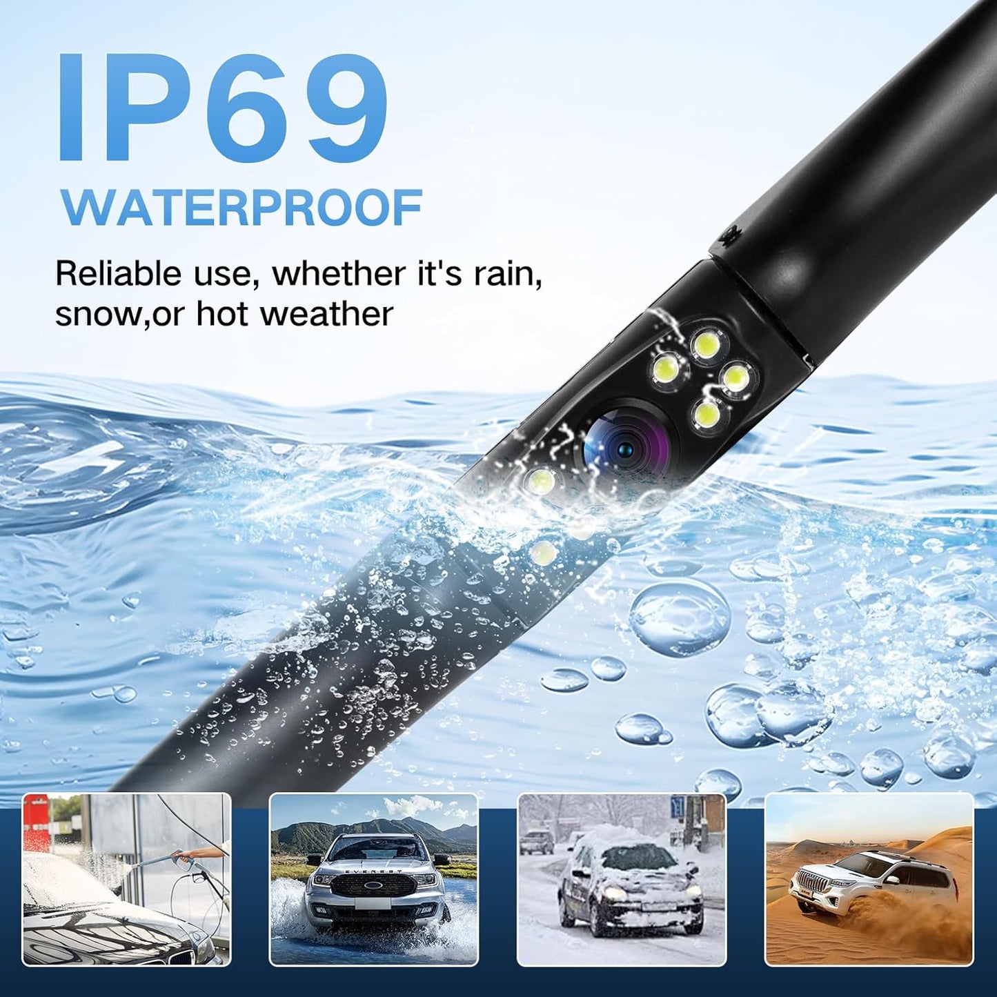 YUGUANG 1080P 170 License Plate Backup Camera, AHD Degree Wide View Angel Night Vision Guide Line On/Off Waterproof