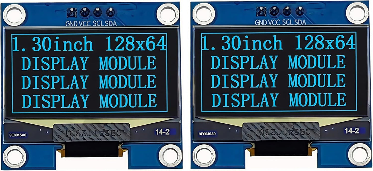 Haldzemo 1.3 inch I2C 128x64 H1106 12864 (2 Pack, OLED Display Module IIC LCD Screen S Compatible Arduino Blue)