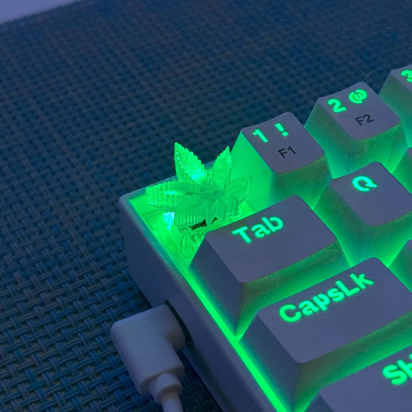 TRENDY WHIMSY Custom Mechanical Keyboard Keycaps Green Leaf Design , PBT Dye-Sub, Cherry MX Compatible, Unique Limited