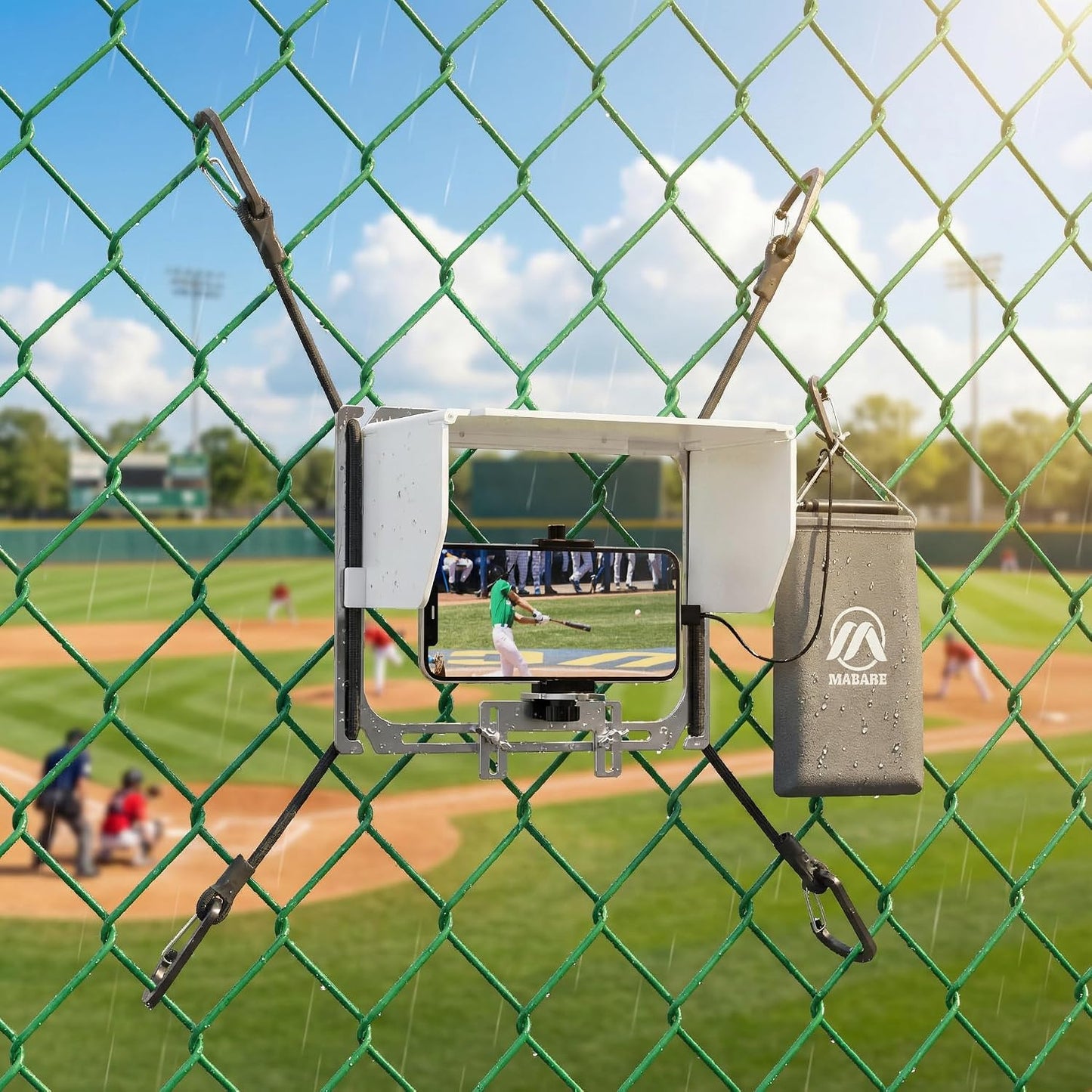 Matare Cell Phone Fence Mount with Shade, Game Changer Mounting Kit, Gamechanger Streaming kit Works with iPhone, Mevo