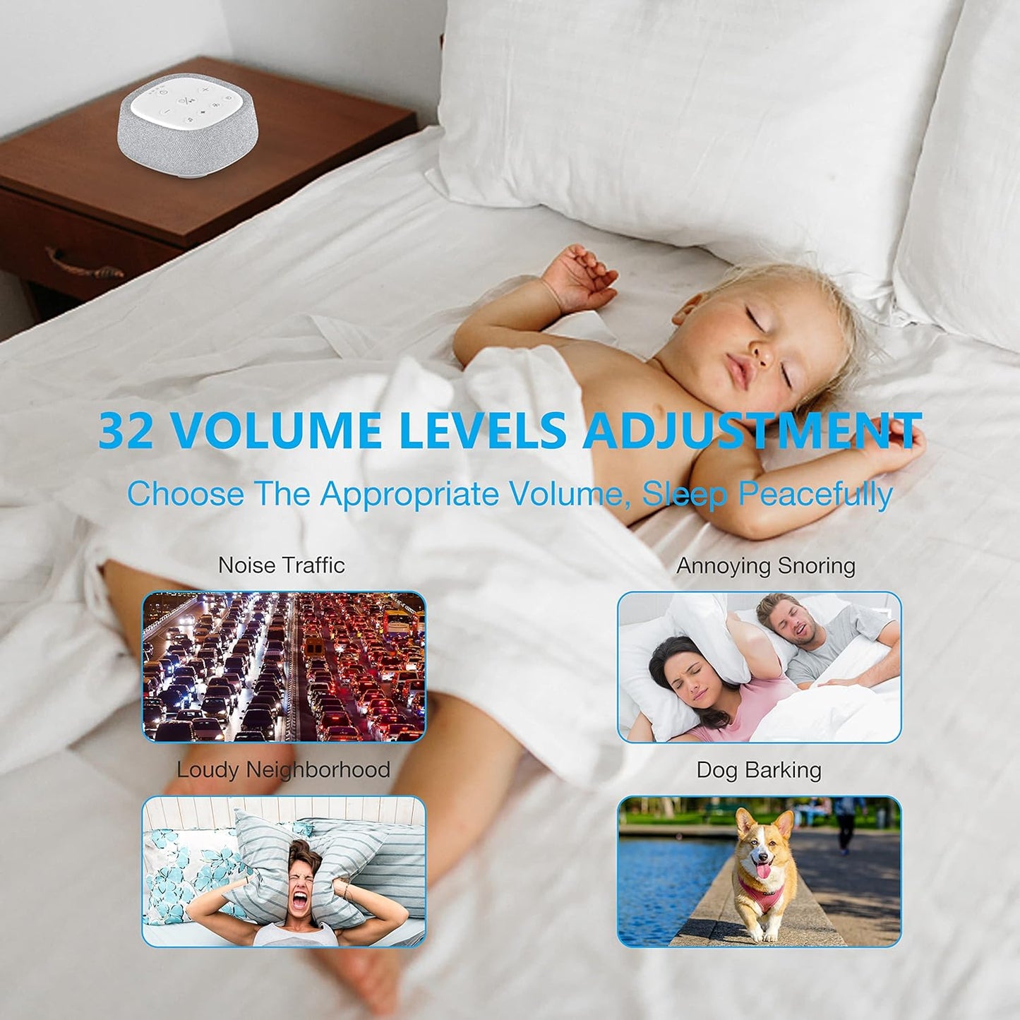 Skiennix Rechargeable White Noise Machine - 28 Soothing Sounds for Sleep | Portable & Timer Function