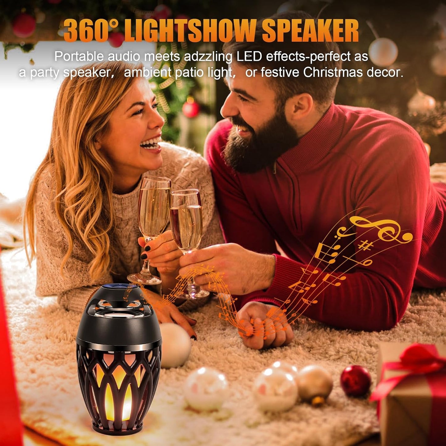 Ailanxin Speaker,Ipx5 5.0 Outdoor Bluetooth Speakers, Wireless Speaker with LED Flame Waterproof Design, Bluetooth LED