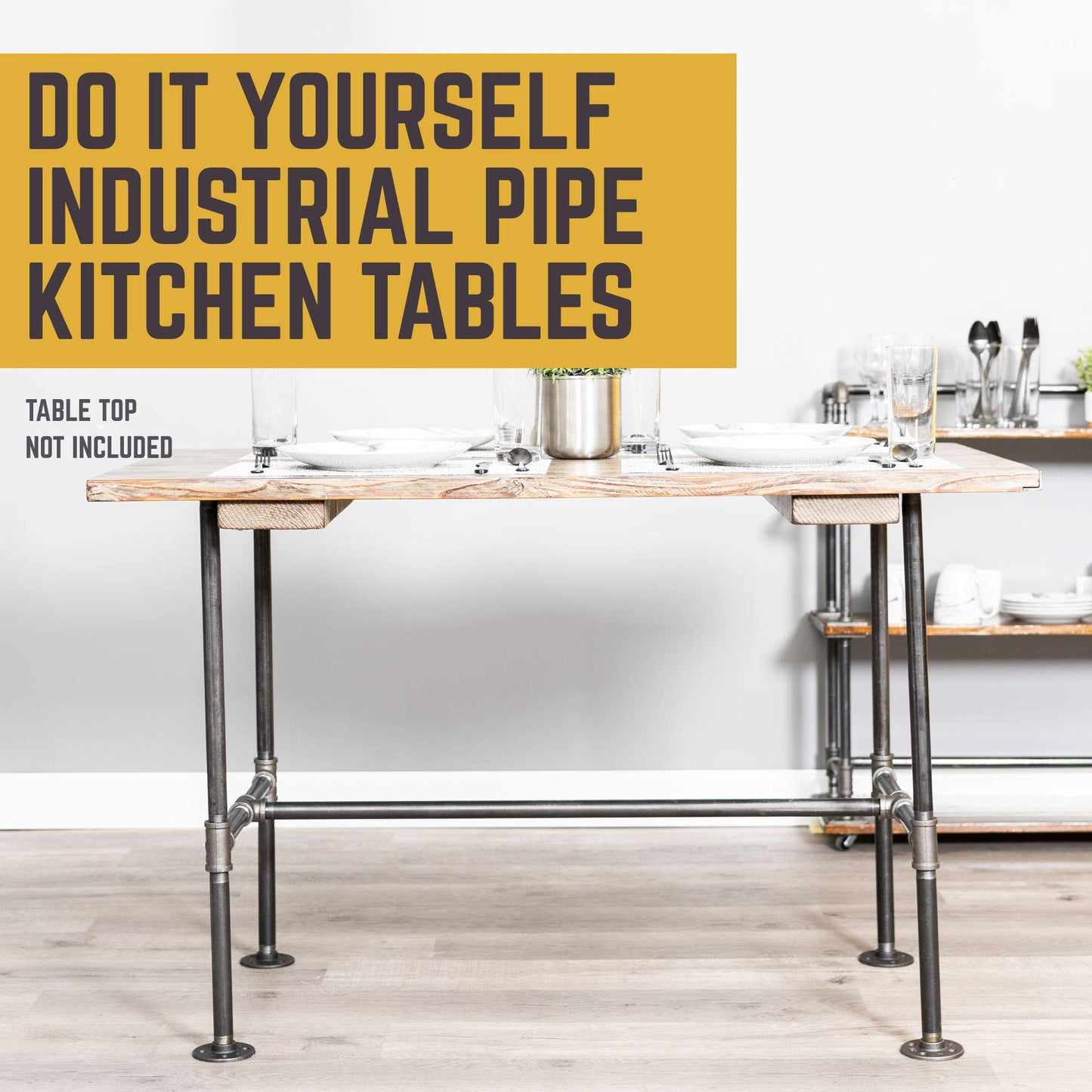 PIPE DECOR Industrial Kitchen Dining Table Base, 3/4 Inch Pipe, 30 Inch Height Rustic Metal Frame for Home Office, Basement, Study - Poker Design