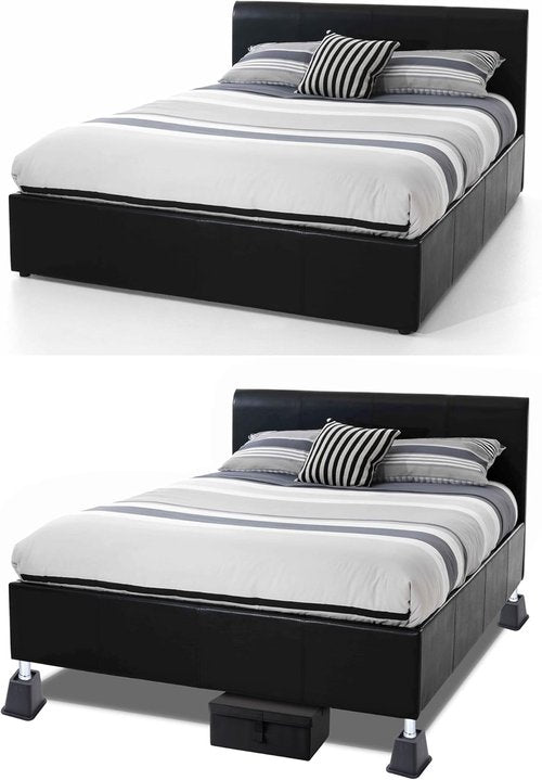 HOME IT Black Bed Risers - Heavy Duty 5 to 6-Inch Stackable Furniture Elevators | 4-Pack for Dorms & Home