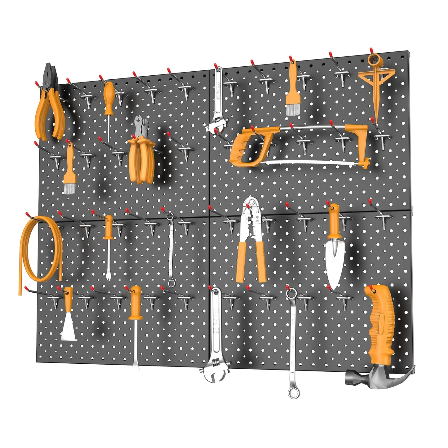 TORACK Metal Pegboard Panels and Hooks for Garage, Workbench, Shop, Shed Tool Organizer Peg Board with 1/8" & 1/4" Holes, Modular Wall-Mounted Pegboard with Pegboard Hooks(Black)