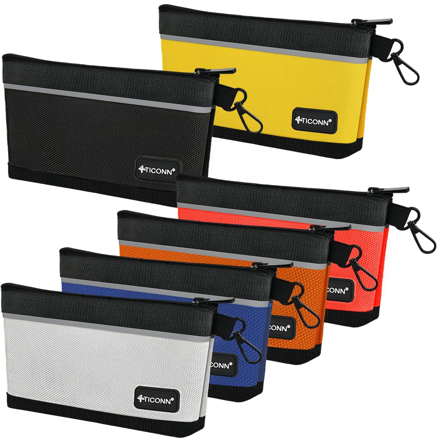 TICONN Tool Pouches with Zipper, 1680D Oxford Small Tool Bags, Waterproof Utility Bag Zipper Pouch for Tool Organizers and Storage (6 Pack Combo)