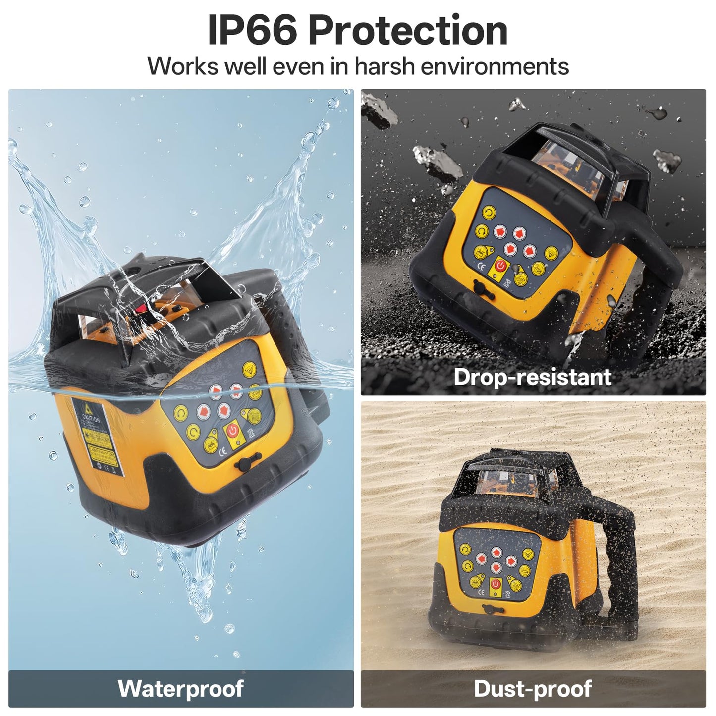 Self-Leveling Green Rotary Laser Level Kit, 2300ft Range with Receiver, ±1/10" Accuracy at 100ft, Class II ≤ 5 mW Laser, IP66 Waterproof, Includes Tripod, Grade Rod & Carrying Case