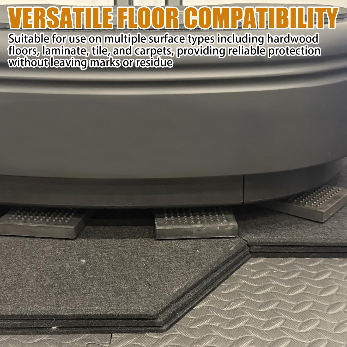 Exercise Equipment Mat Heavy Duty 4 x 4 x 0.8 Inches 4-Pack, Anti-Slip Noise Reduction Shockproof for Treadmill Stationary Bike Hardwood Floors and Carpets