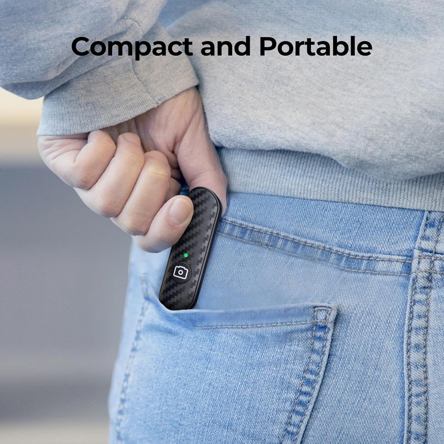 ATUMTEK 10m 5.0 Bluetooth Remote Shutter, Carbon Fiber Design, Rechargeable Camera Remote Control for iOS & Android