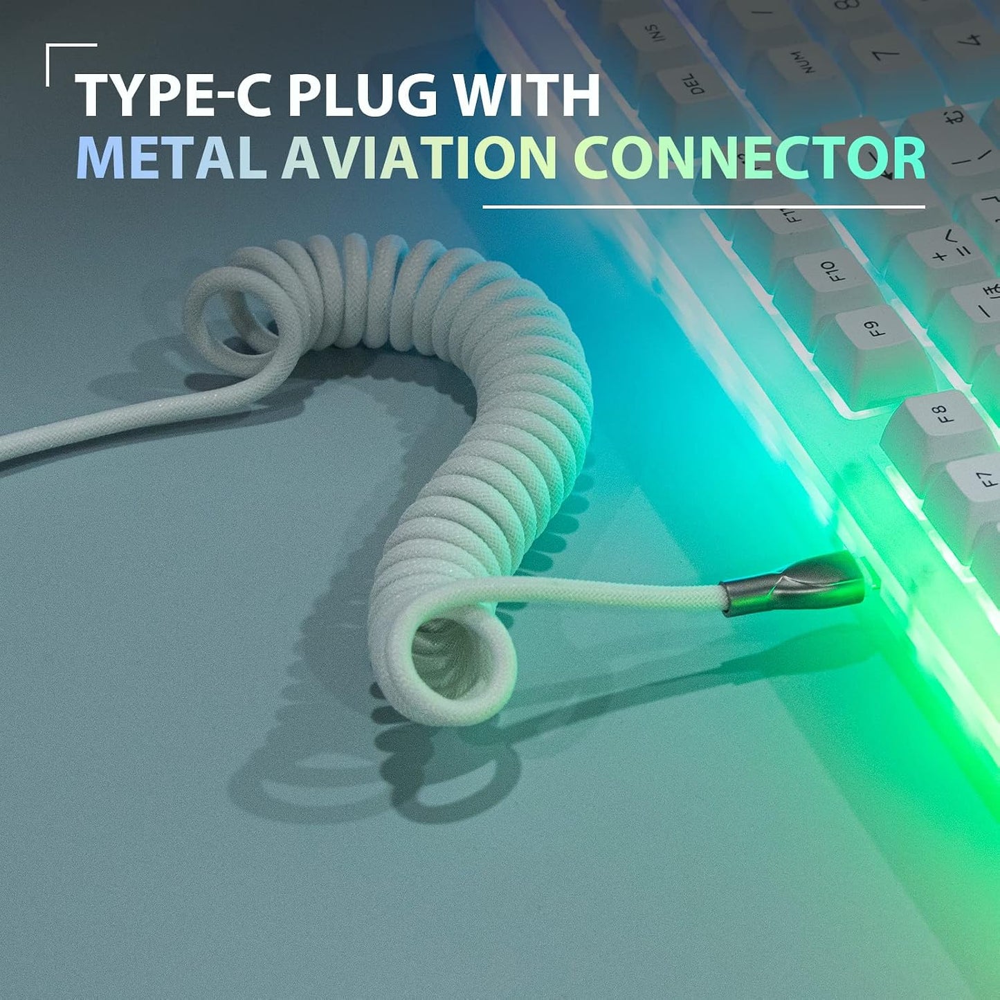 1.8m EPOMAKER Mix Coiled Keyboard Cable, USB C to USB A TPU Cable for Mechanical Gaming Keyboard, with Detachable Metal