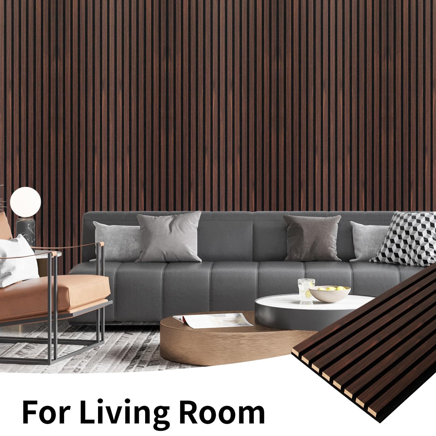 Art3dwallpanels Wood Slat Wall Panel, 108'' x 13'' Wood Panels for Wall 2 Pack 3D Soundproof Wall Panels, Large Acoustic Panels for Interior Ceiling and Wall Decor Noise Reduction,Walnut