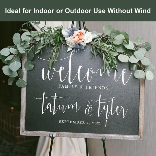DANMO Adjustable Metal Easel Stand - 63'' Wedding Sign Display | Black Floor Art Easel
