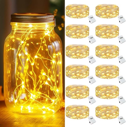 Kolpop 12 Pack LED Fairy Lights - Battery Operated Mini Twinkle String Lights | Waterproof for Christmas & Parties