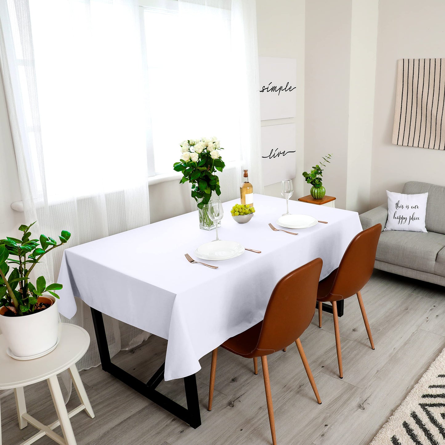 Utopia Kitchen Rectangle Table Cloth 2 Pack(90x132 Inches, White), Tablecloth Machine Washable, Polyester Table Cover for Dining, Buffet Parties, Picnics, Events, Weddings and Restaurants