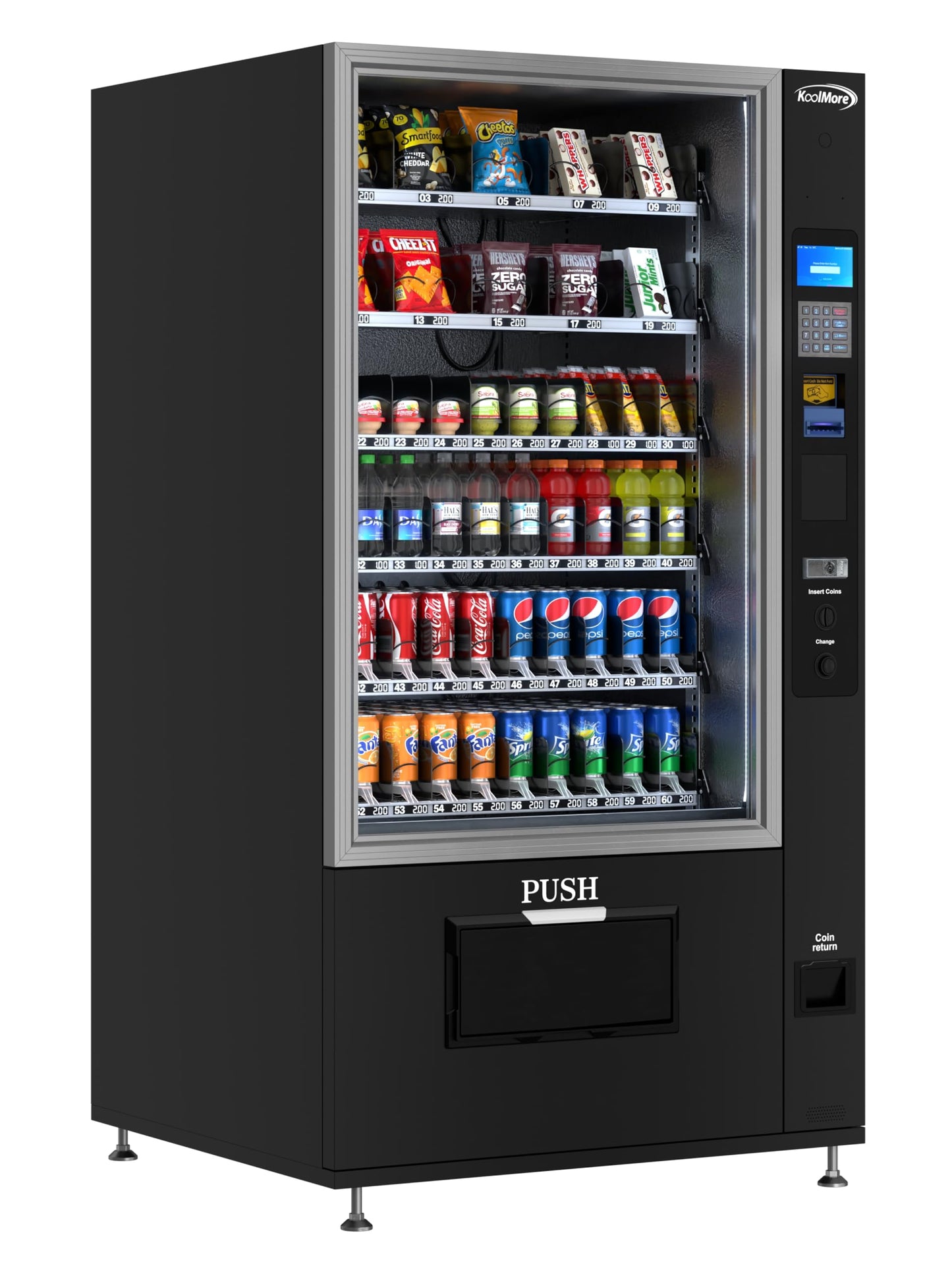 KoolMore Refrigerated Snack Vending Machine with 60 Slots and Coin/Bill Acceptor in Black (KM-VMR-40-BC)