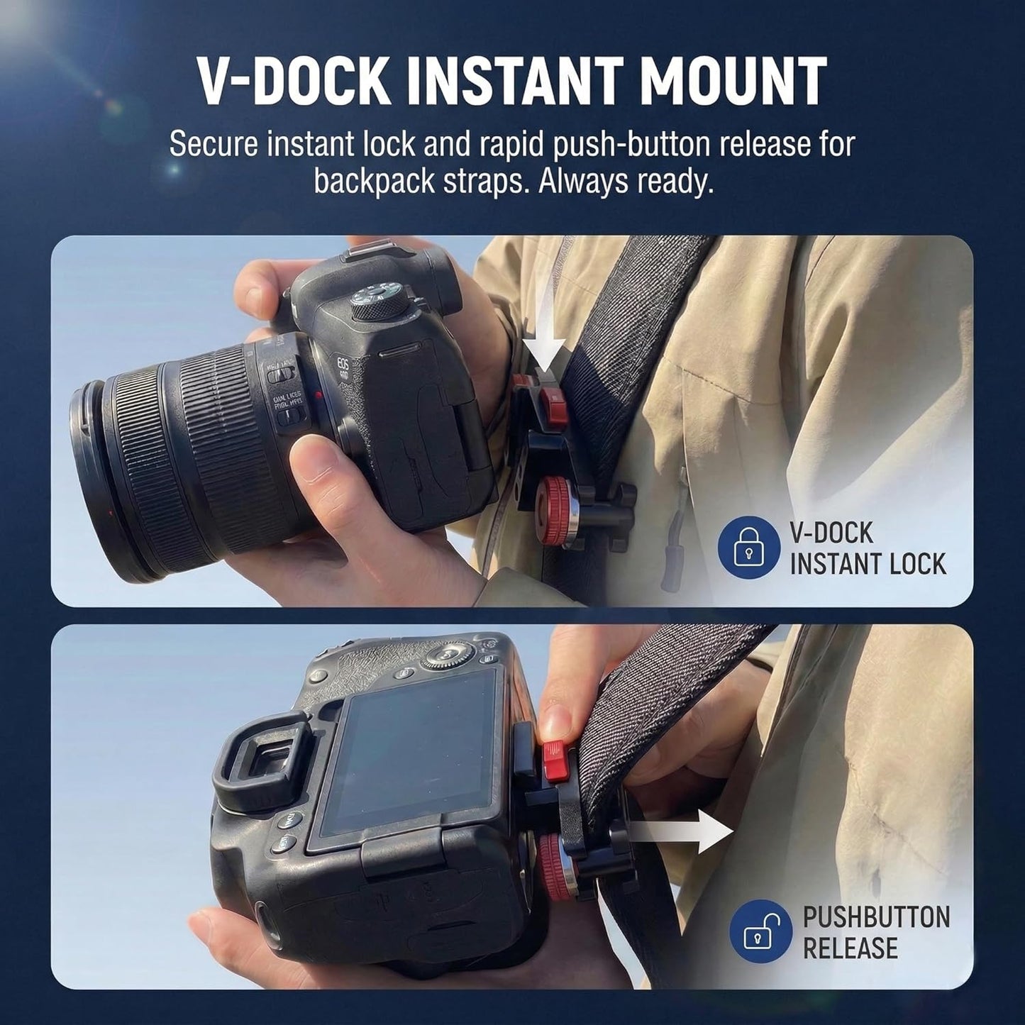 Avolin Quick Release Shoulder Strap Mount Plate Clamp Camera Clip Action Camera Shoulder Strap Belt Clamp Quick Switch