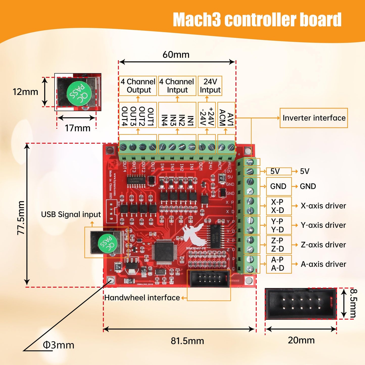 RATTMMOTOR 4 Axis Nema 23 Stepper Motor Kit,3A 425oz.in 112mm Motor Driver,Mach3 Motion Control Card 4 axis USB CNC Controller Kit,36V DC Power Supply for CNC Router Engraving Machine