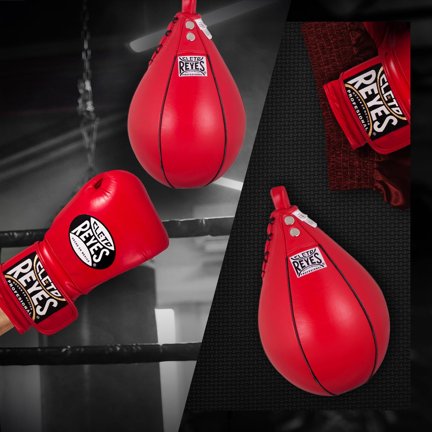 CLETO REYES Platform Leather Punching Speed Bag for Boxing, MMA, Muay Thai, Training Equipment, Classic Red, Medium
