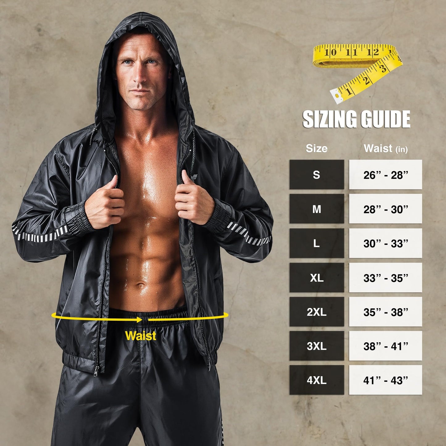 Elite Sports Zipper Sauna Suit for Men & Women – Weight Loss Full Body Hoodie Sweat Suit, Lightweight Anti-Rip PVC Fabric for Boxing, MMA, Gym Workout, Fitness Training Gear (Black, Large)