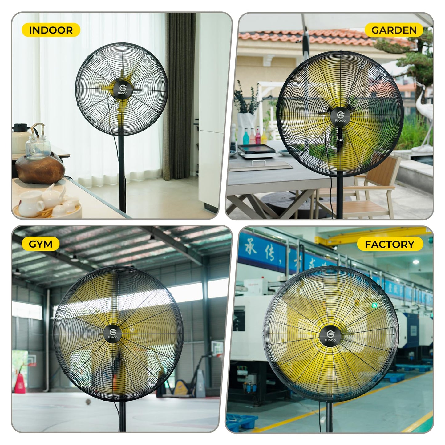 FUGOO 20'' Outdoor Quiet Oscillating Pedestal Fan With All Sealed Brushless DC Motor, 4-Speed Waterproof Outdoor Fan, Heavy Duty Industrial Floor Fans for House,Patios, Commercial, Garage, Warehouse