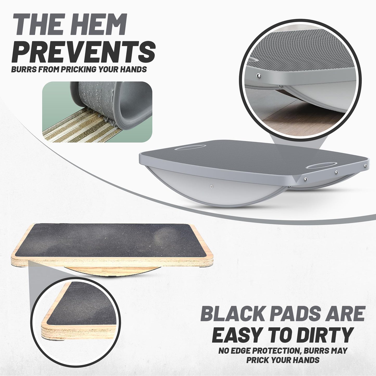 ProfessionalAdvanced Anti-Slip Wooden Balance Board,wobble board, 500 lbs Capacity. Perfect for under-desk standing, physical therapy, rehab, core & stability training, and fun for all ages. (Advanced Gray)