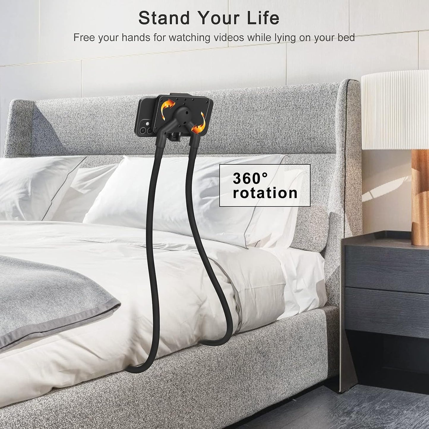 B-Land Upgrade Phone Holder for Bed, Neck Phone Holder Gooseneck Cell Phone Holders, Universal Mobile Phone Stand