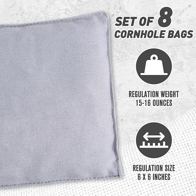 Cornhole Bags Set of 8 Regulation Corn Hole Bean Bags for Cornhole Game, Professional Weather Resistant Corn Hole Bags with Tote Bag
