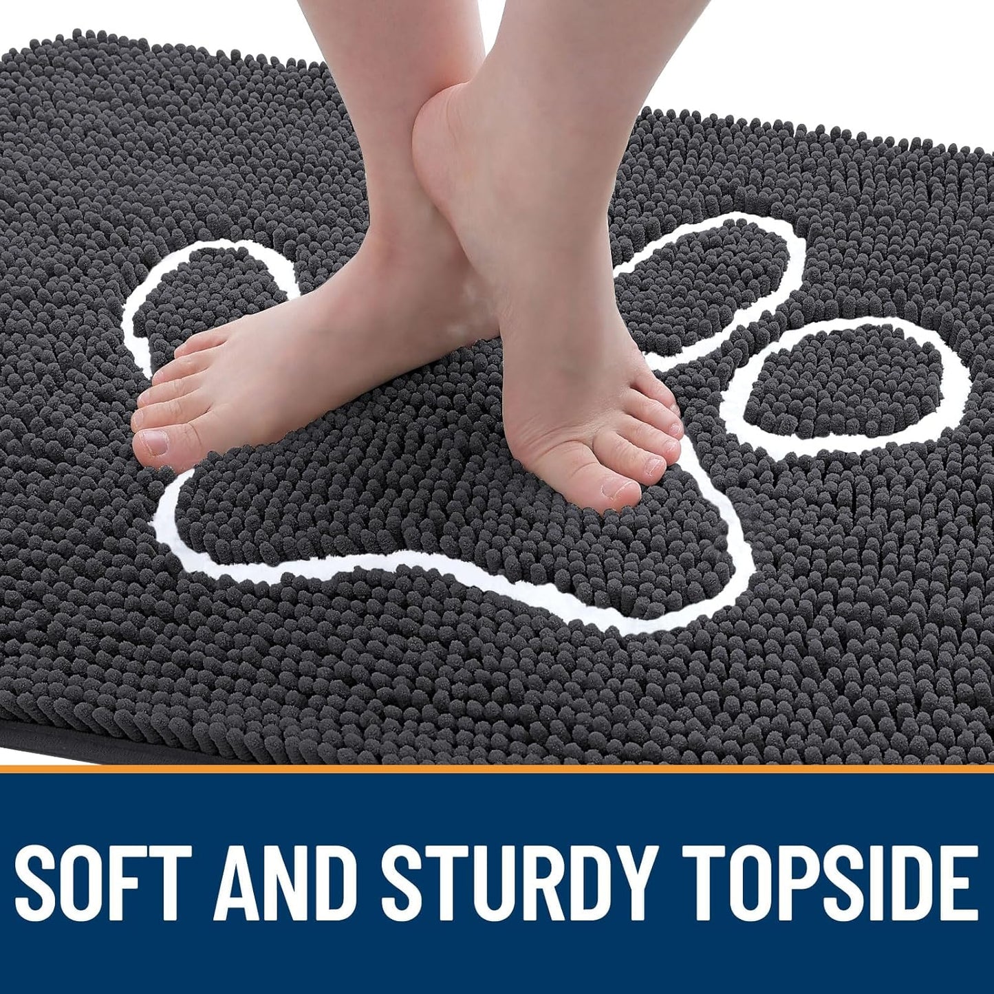 OLANLY Dog Door Mat - Absorbent Non-Slip Mud Mat for Muddy Paws | 59x20 Inches, Dark Grey