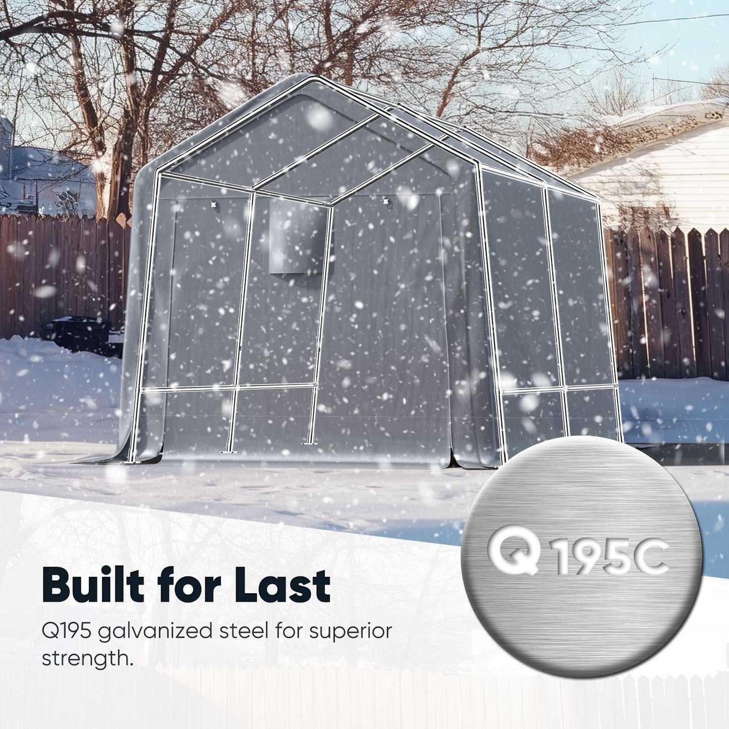 Quictent 8x12FT Long Storage Shed Kayak Shelter with Roll-Up Mesh Windows, Heavy Duty Portable Garage for Canoe, Boat, Tools Waterproof Storage Tent with Reinforced Frame, Sliver Gray