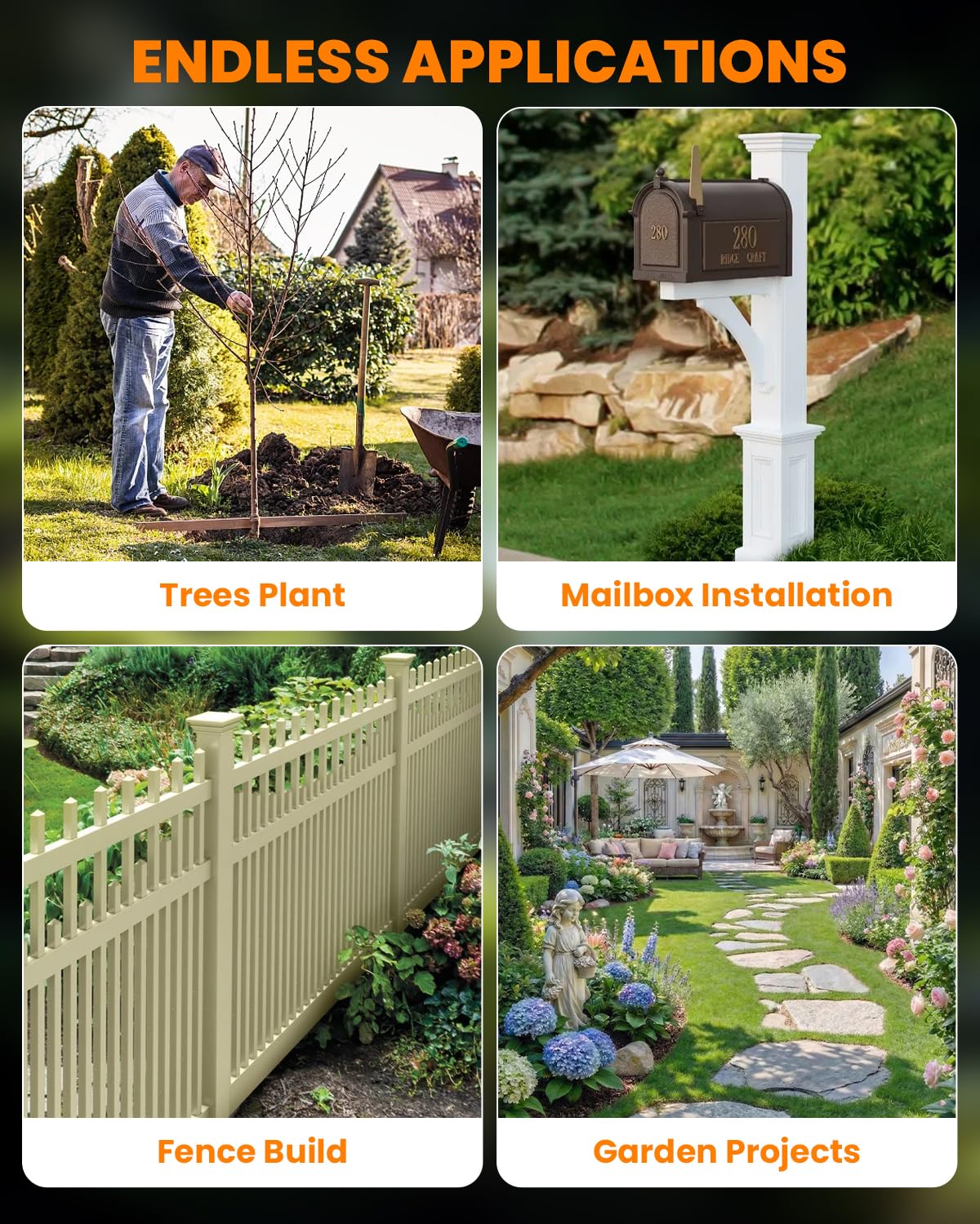 Cordless Post Hole Digger with 2x4.5Ah Batteries & Dual Chargers, 1200W 42V Brushless Earth Auger for Fence Post with 6" Drill Bit, 85Nm High Torque Electric Hole Digger for Hard Soil