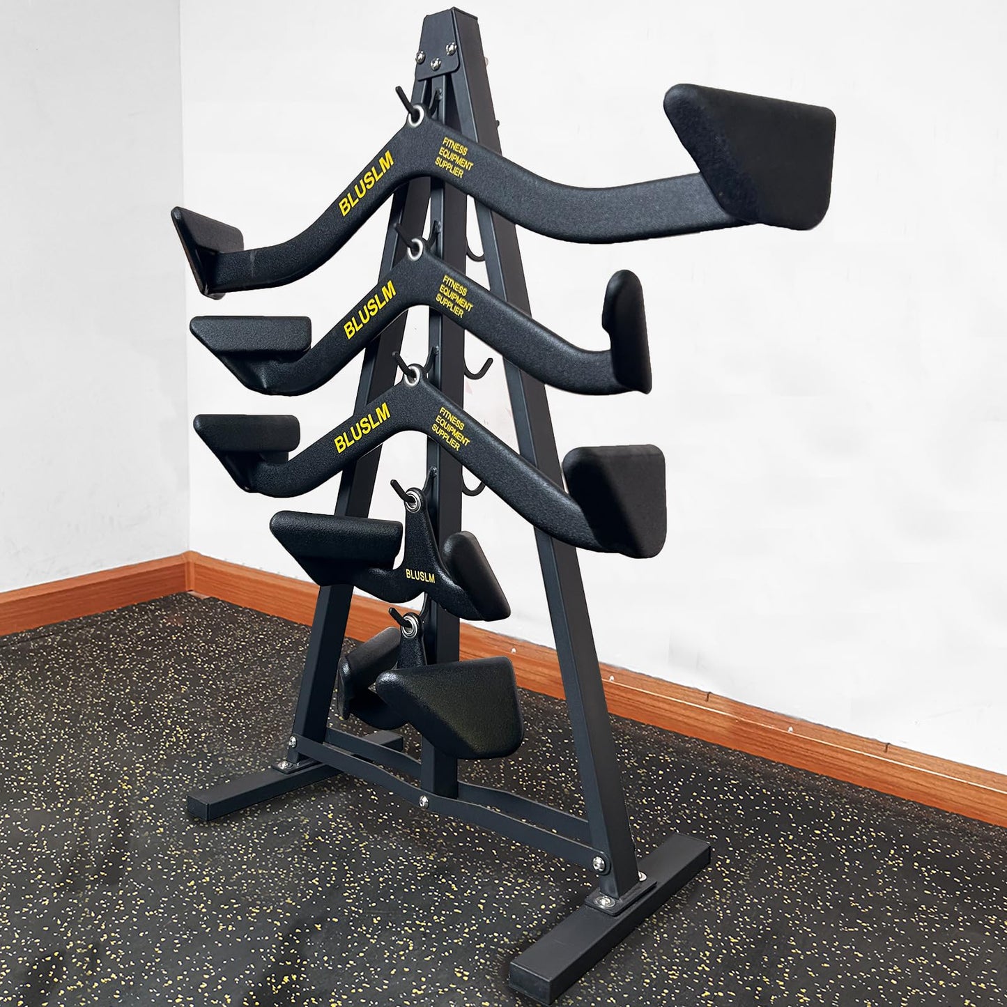 Gym Fitness LAT Pull Down Bar Storage Rack for Mag Grip, Heavy Duty A-Frame Stand for Pulldown Attachments (S-ZHIJIA)