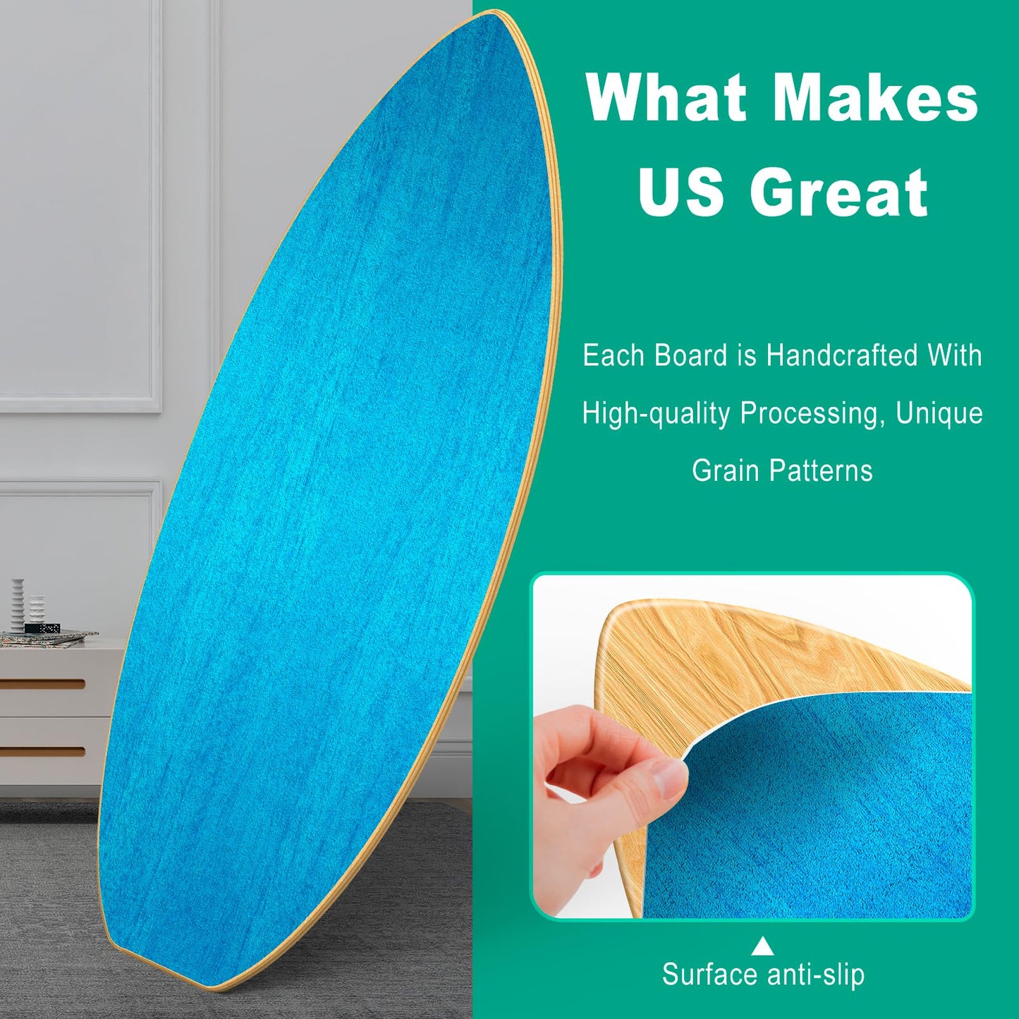 Healfith Balance Boards for Adults,Balance Trainer - Wooden Balance Board,Surface anti-slip treatment Including Roller,Half Ball And Balance Ball