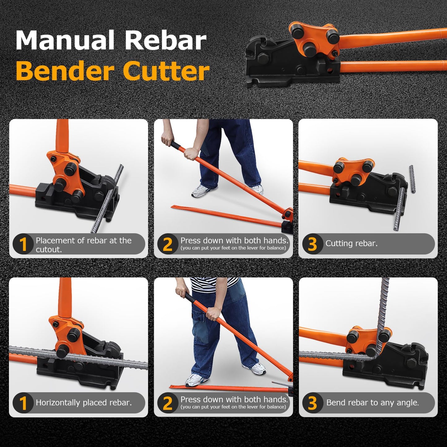 LOSCHEN Manual Rebar Cutter and Bender,for Construction Site and Home-use,Removable Rebar Shears, Rebar Bending Machine, Bending and Cutting Rebar up to 5/8 Inch