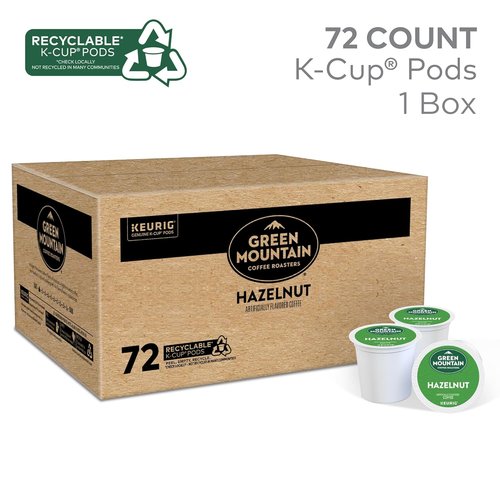 Green Mountain Coffee Roasters Hazelnut K-Cup Pods - Light Roast Coffee, 72 Count for Easy Brewing