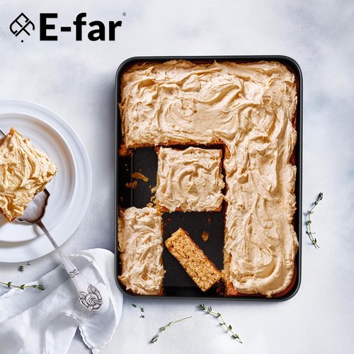 E-far Nonstick Baking Pan - 12.5 x 9.7 Inch Stainless Steel Rectangle Cake Pan for Brownies & Casseroles