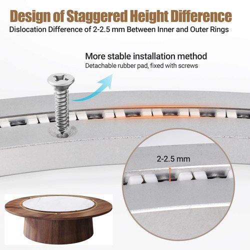 20 Inch Lazy Susan Heavy-Duty Aluminium Alloy Rotating Bearing Lazy Susan Hardware- Mute Bearing Turntable Ring Hardware for Dining and DIY Furniture (Capacity up to 660lb)