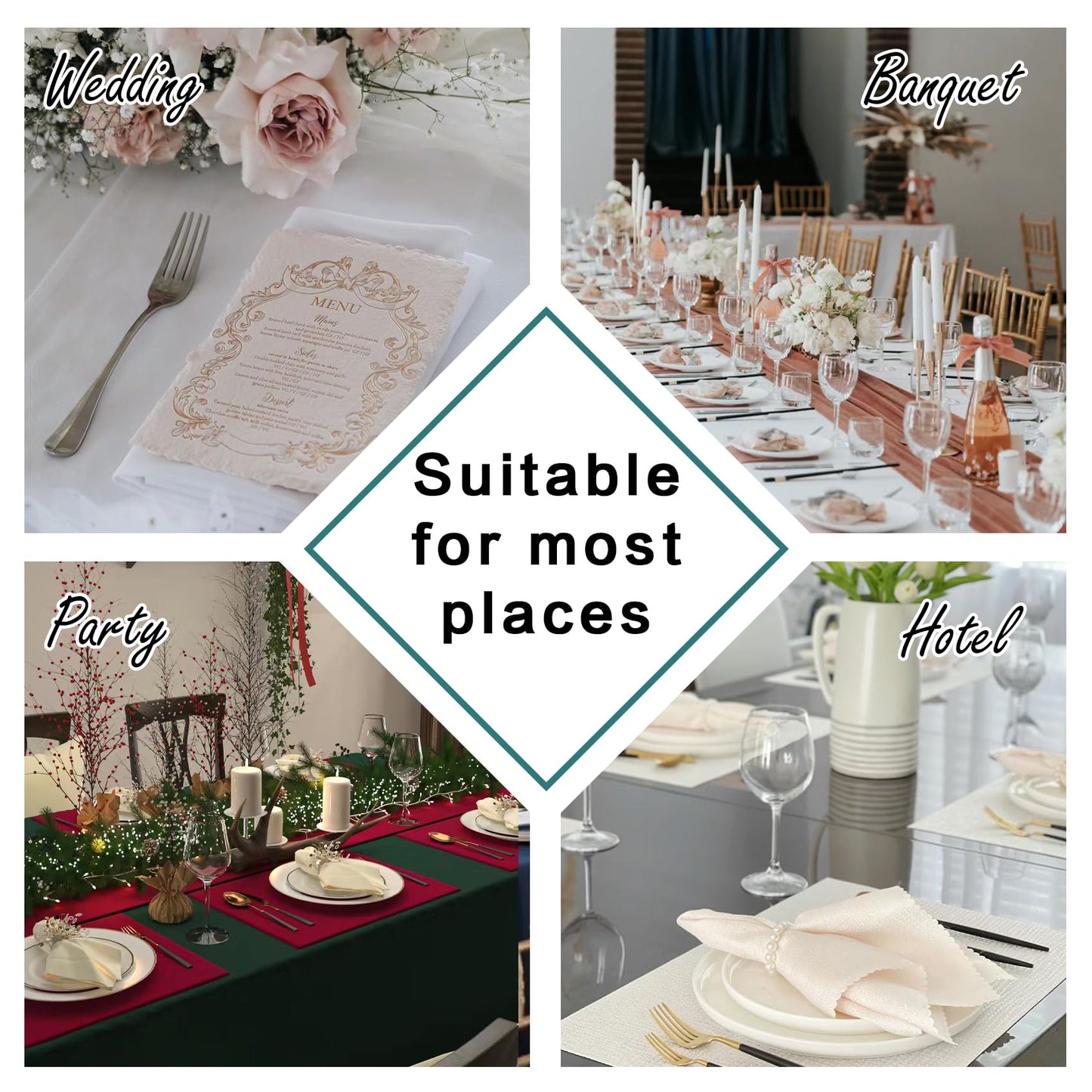 Bailarina Cloth Napkins Set of 120,17x17 inches Dinner Napkins Cloth Washable,Polyester Square Table Cloth Napkin Bulk with Hemmed Edges Ideal for Banquets, Parties and Weddings-Dusty Pink