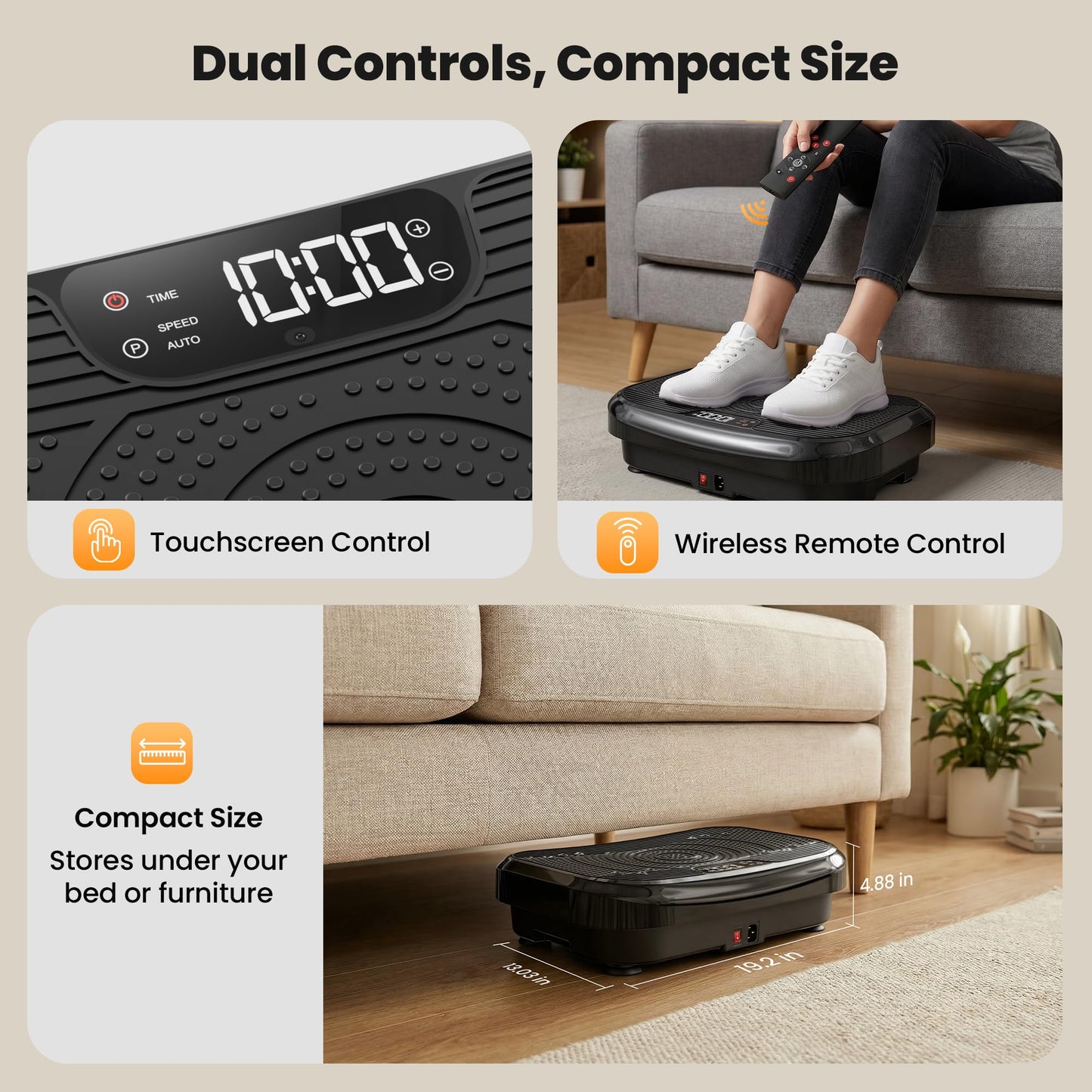 Steelite Vibration Plate Exercise Machine 450LBS Capacity, Full Body Workout Vibrating Plate for Lymphatic Drainage Weight Loss, 199 Levels Shake Platform with Resistance Bands for Women Men