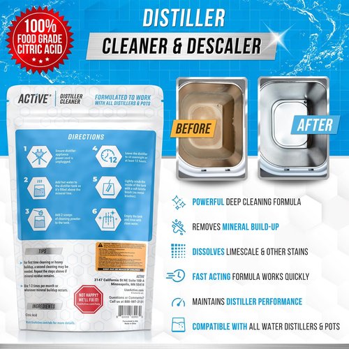 ACTIVE Distiller Descaler | Citric Acid Cleaner - 2 Lb Bulk for Effective Water Distiller Cleaning