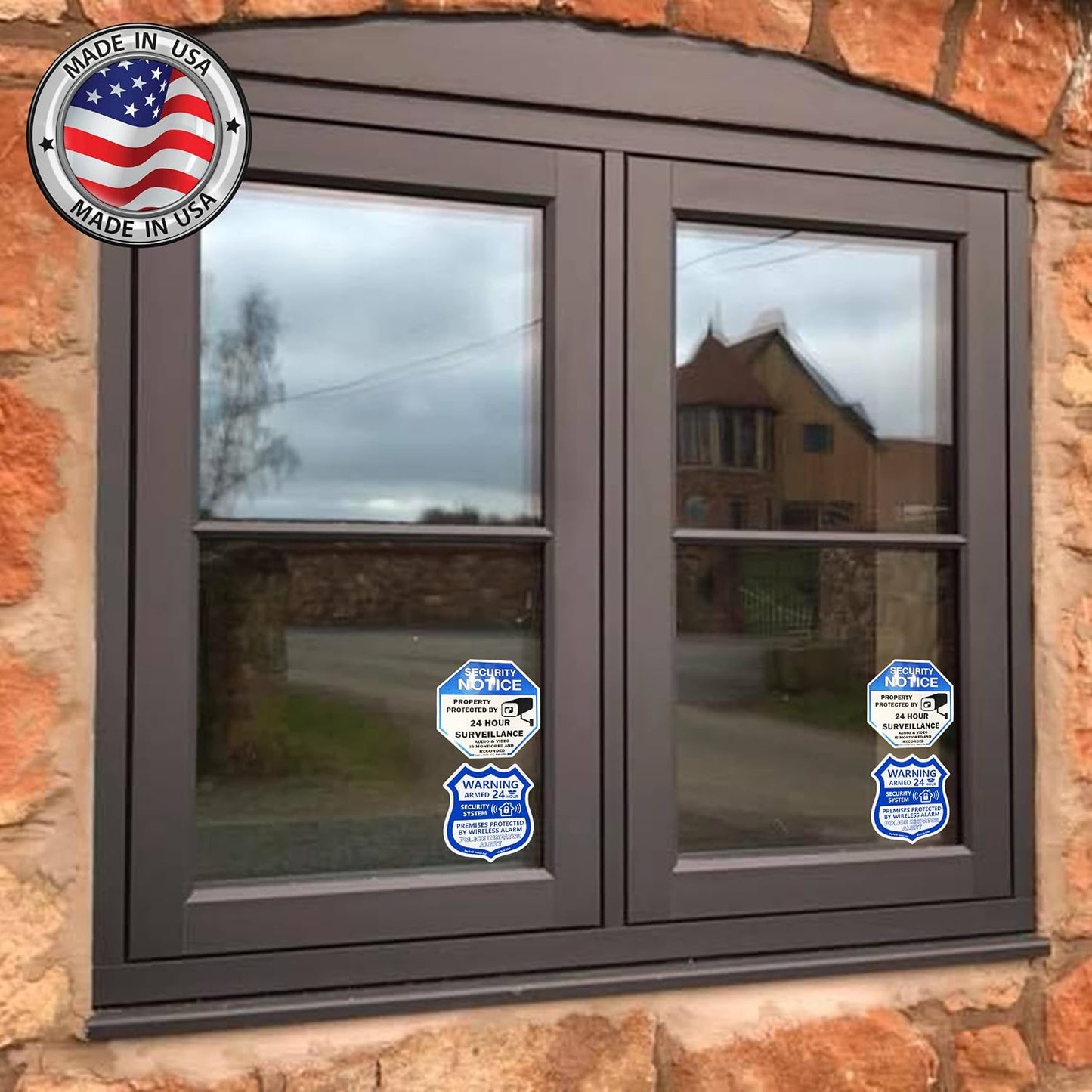 12 Pack Psyfer (Fade-Free) - Security & Alarm UV Stickers [Made in USA]