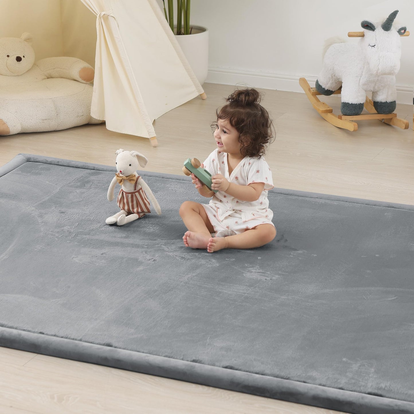 1.5" Thick Baby Play Mat for Floor Tummy Time, 50"x 50" Pro Soft Baby Activity Playmats Playroom, Easy Care with Non-Slip Safe for Infant Toddler Kids Crawling(Dark Grey)