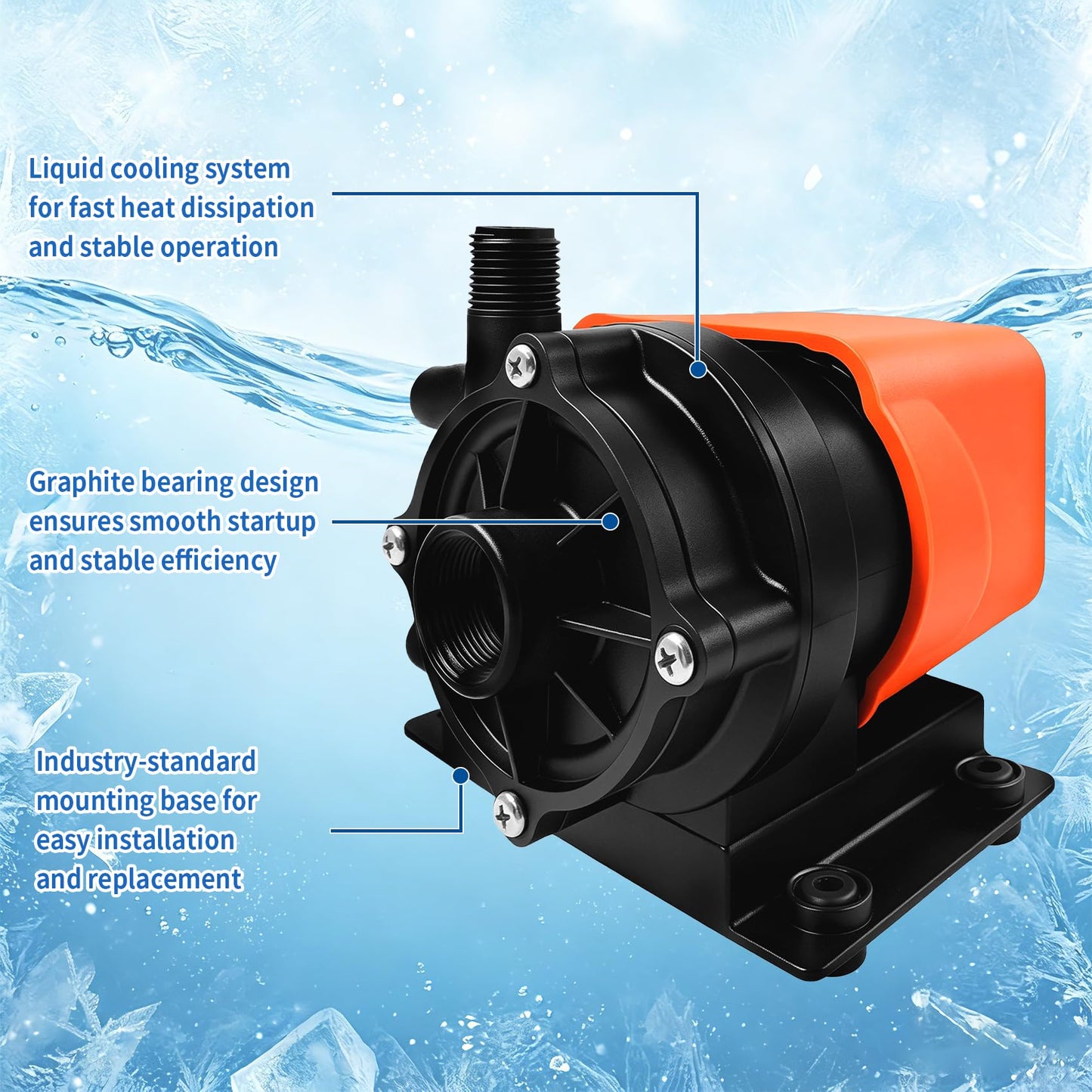 Marine AC Pump 500GPH 115V, Marine AC Water Pump, Magnetic Drive Seawater Circulation Pump Compatible with Dometic, Webasto, Cruisair and Marine Air Systems up to 24000 BTU, with Run-Dry Protection