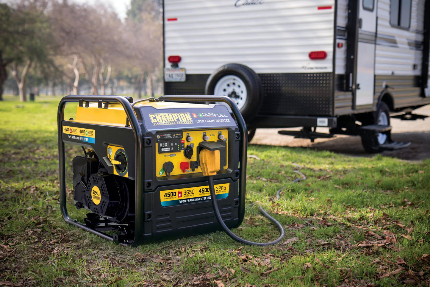 Champion Power Equipment 4,500-Watt Electric Start Dual Fuel RV Ready Portable Open Frame Inverter Generator with Quiet Technology and Free 3-Year Warranty