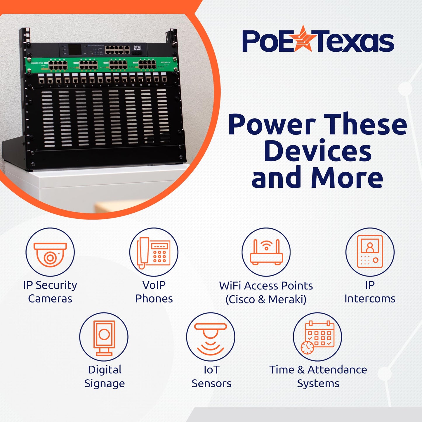 PoE Texas 16 Port PoE/PoE+ Active Injector with 56V 240W Power Supplies & Rack Trays - Add Power Over Ethernet to Switch, Router - 802.3at/af Compliant Midspan for WiFi Access Points, IP Cameras, VoIP