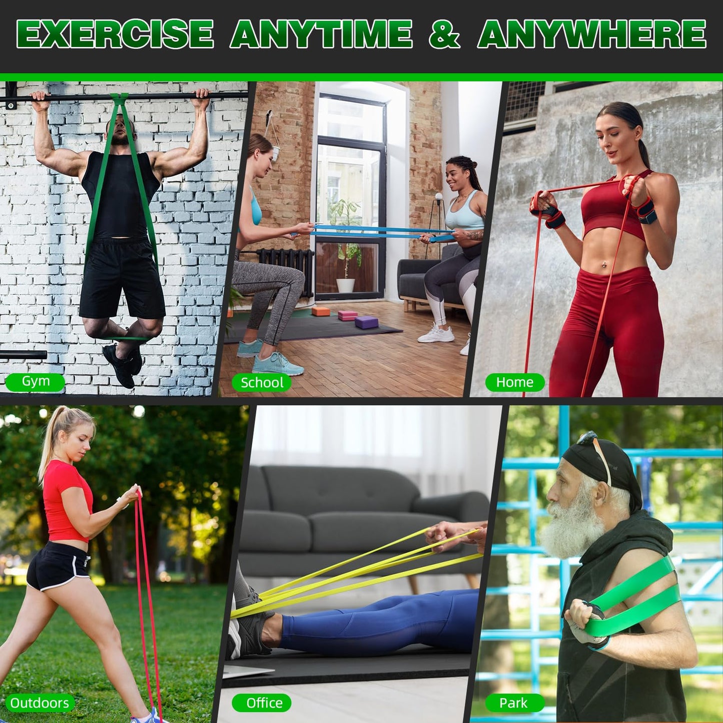 Resistance Bands for Working Out, 4-Level Pull Up Assist Bands Set with Door Anchor, Workout for Women and Men, Exercise Bands,Training, Plasticity, Physical Therapy at Home/Gym