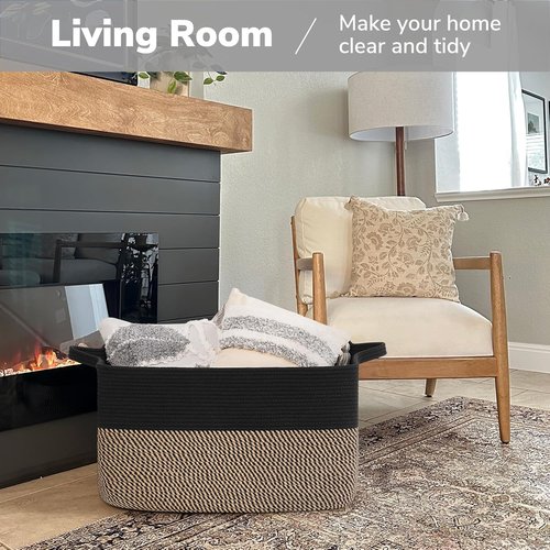 Goodpick Large Wicker Blanket Basket - 22" x 17" x 12" | Stylish Storage for Toys & Laundry