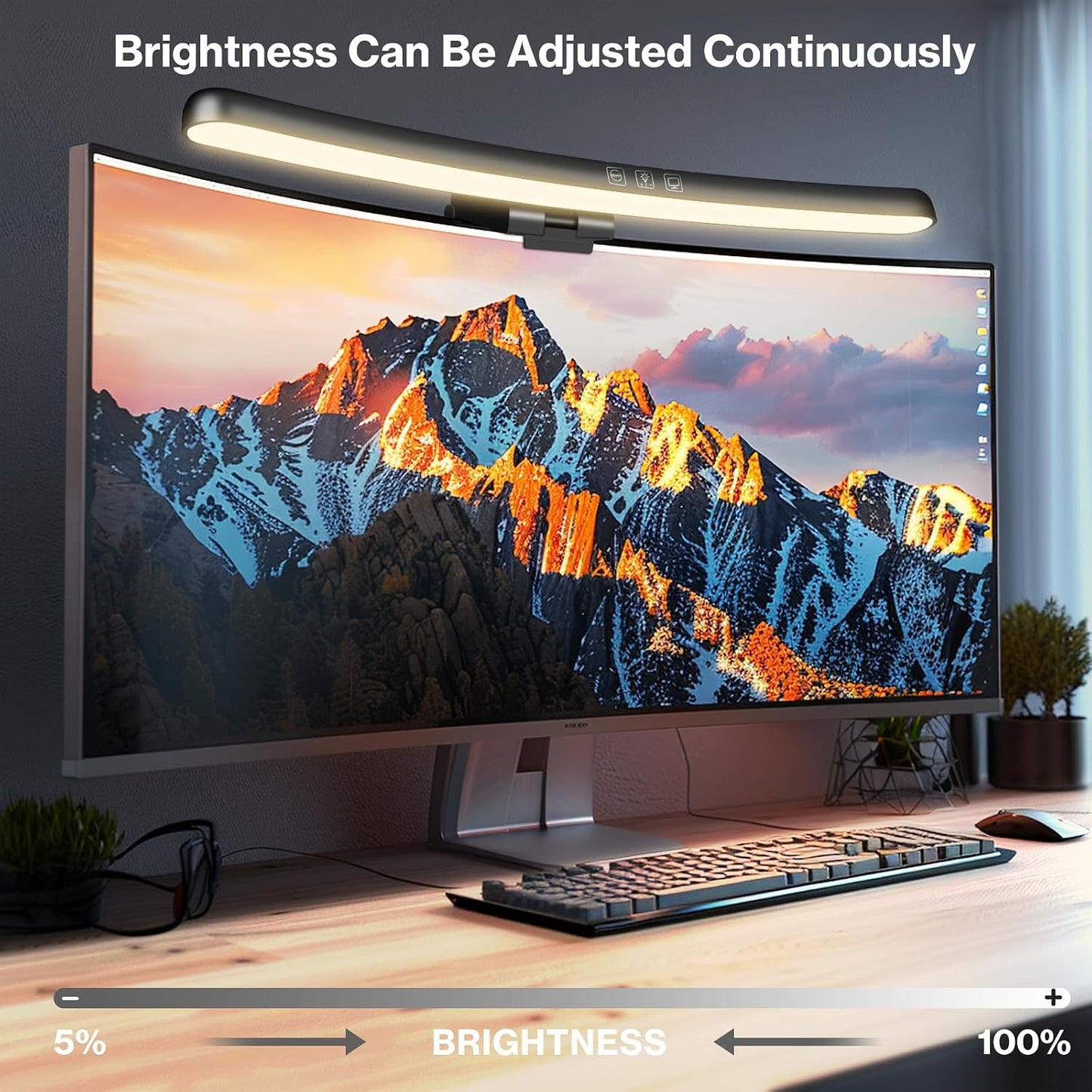 Dimmable 3 Laliled Monitor Light Bar, Curved Computer Monitor Lamp for Eye Caring LED Screen Light Bar, Color