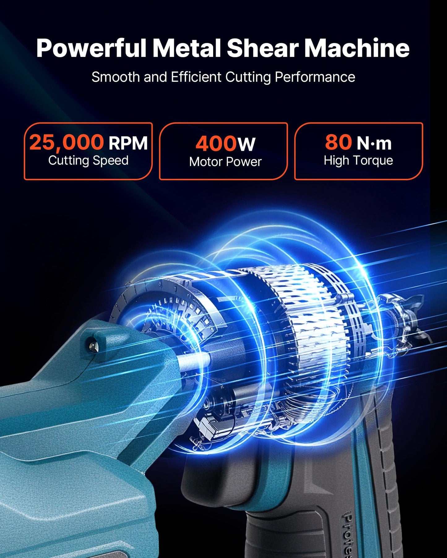 VEVOR Metal Shear, Cordless Sheet Metal Cutter with 360-Degree Pivoting Head, Double Blades, 110VAC 20VDC, Cuts 18 GA Galvanized Steel, 20 GA Stainless Steel, Aluminum, Plastic, Cardboard, 2800SPM