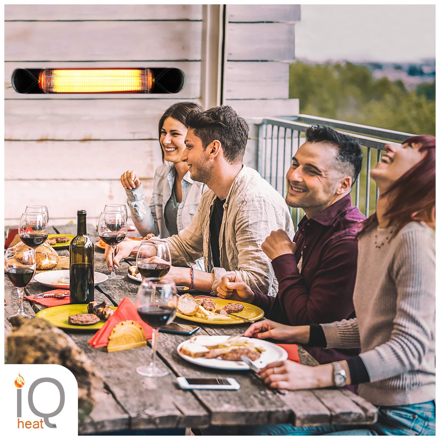 iQ Heat Wave 1500W Carbon Infrared Heater - Indoor/Outdoor Weatherproof Electric Heater with Tripod Stand and Remote - Experience Next-Level, Efficient Heating